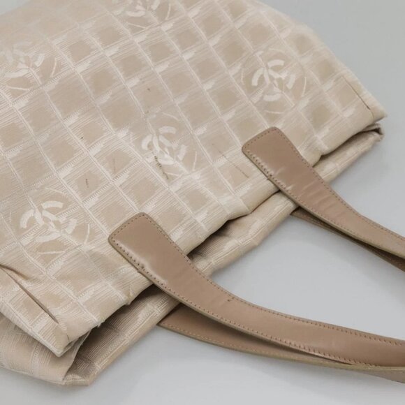 CHANEL New Travel Line Tote Bag Nylon Beige Gold CC Auth - Picture 7 of 16
